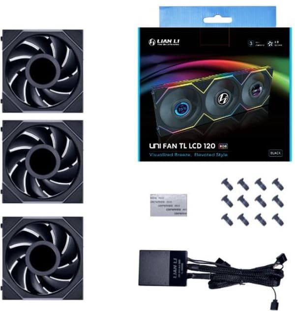 Lian Li UNI FAN TL LCD computer taske blæser 12 cm sort (12TLLCD3B)