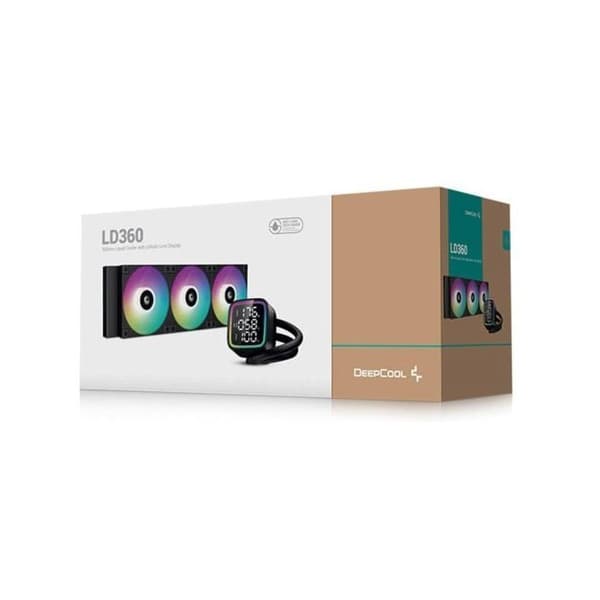 DeepCool LD360 - Allt-i-ett 360 mm svart vattenkylningssats för CPU med ARGB-belysning och skärm på vattenblocket för strumpan