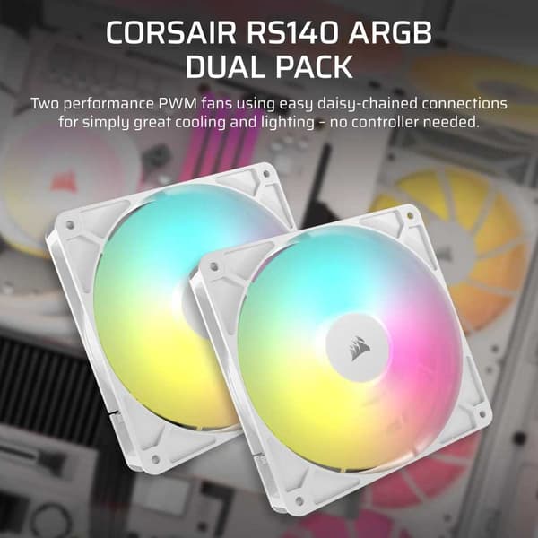 Corsair Rs140 Argb Pwm 14 Cm Fläkt 2 Enheter
