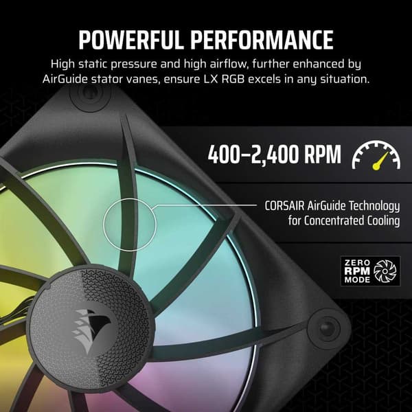 Corsair Pwm Icue Link Lx120 Rgb 120 mm Fläkt 3 Enheter