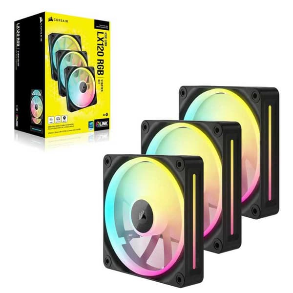 Corsair Pwm Icue Link Lx120 Rgb 120 mm Fläkt 3 Enheter