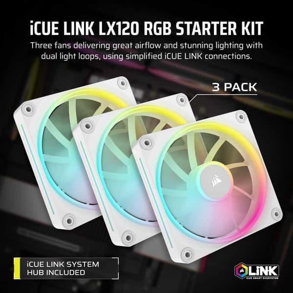 Corsair Pwm Icue Link Lx120 Rgb 120 mm Tuuletin 3 Yksiköt