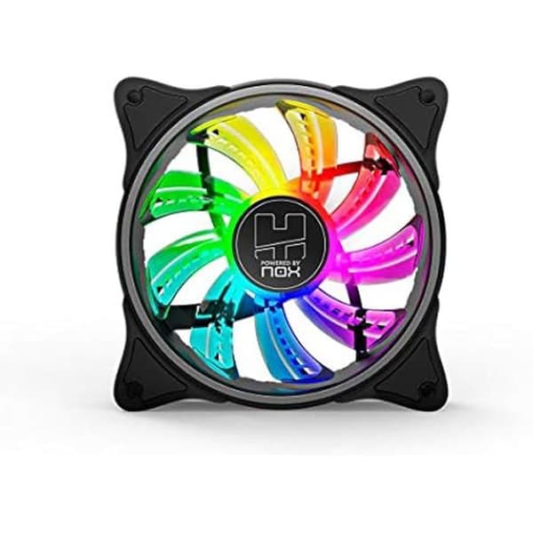 NOX Hummer A-FAN 120 mm PC-fläkt, ARGB Rainbow LED, ultratyst med antivibrationsgummikuddar, stor