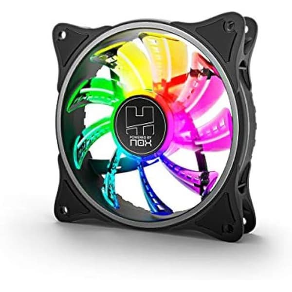 NOX Hummer A-FAN 120 mm PC-fläkt, ARGB Rainbow LED, ultratyst med antivibrationsgummikuddar, stor