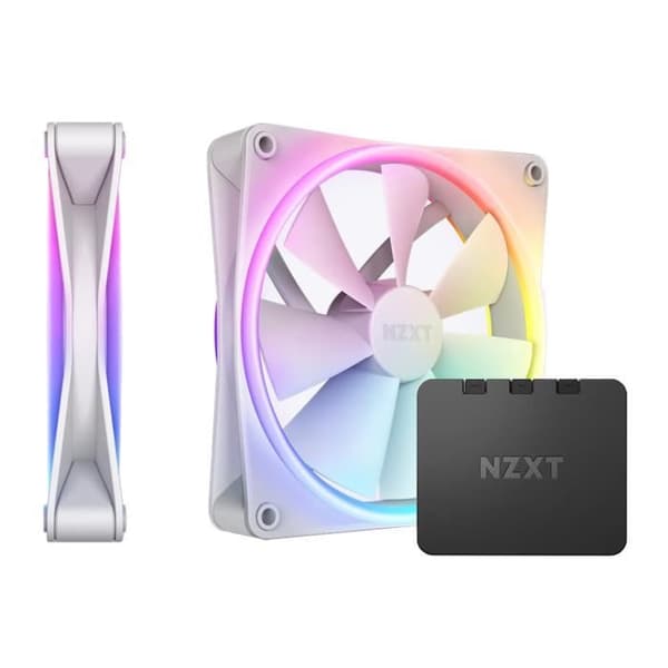 NZXT F140 RGB Duo dubbelpack (vit) - 2-pack 140 mm RGB PWM-fläktar med RGB-kontroller