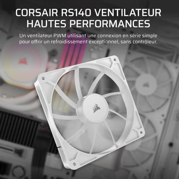 140mm PWM fläkt - CORSAIR - RS140 - Vit