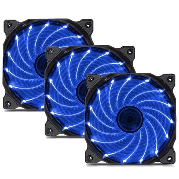 Fläkt för PC-chassin - ZGEER - 120mm - Tyst - Blå - 3 Pack