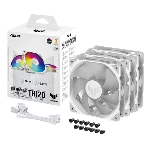 ASUS TUF GAMING TR120 ARGB 3IN1 Valkoinen Tietokonekotelo Ilmanjäähdytin 12 cm