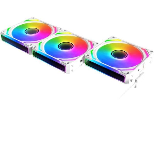 XIGMATEK - Starlink Ultra Arctic (Vit) - Pack 3 PC-fläktar - 3x120mm ARGB - 800-2000 RPM - &lt;29,2 dBA - 68,5 CFM - Hub ingår