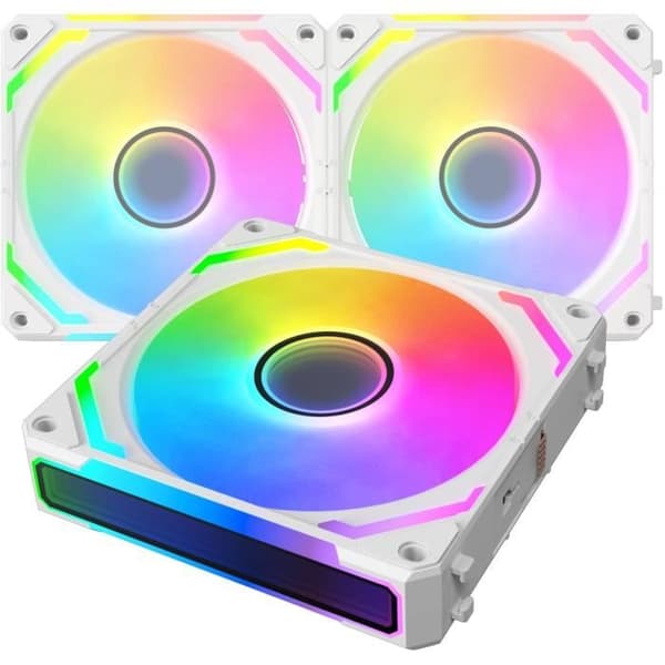XIGMATEK - Starlink Ultra Arctic (Vit) - Pack 3 PC-fläktar - 3x120mm ARGB - 800-2000 RPM - &lt;29,2 dBA - 68,5 CFM - Hub ingår