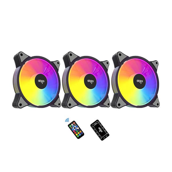 Datamaskinviftesett 3-i-1 Aigo AR12 ARGB 120x120 (svart)