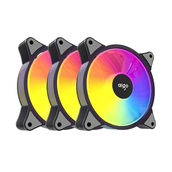 Datamaskinviftesett 3-i-1 Aigo AR12 ARGB 120x120 (svart)