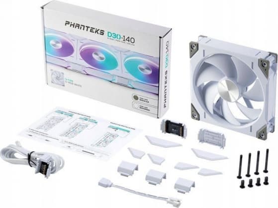 Kylare D30 PWM Regular Airflow D-RGB Case Fläkt 140mm Vit, Phanteks