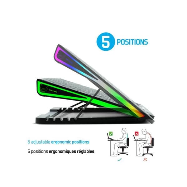 SPIRIT OF GAMER - AIRBLADE 800 LED RGB: Laptopkylare - 18,5 cm fläkt Big Fan Laptops upp till 17,3"