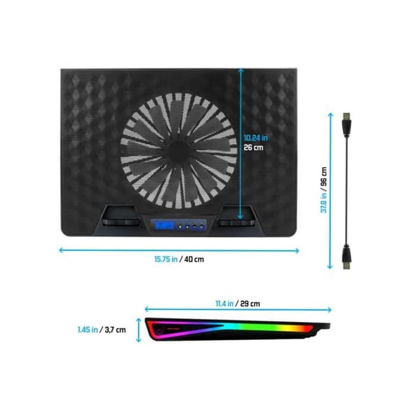 SPIRIT OF GAMER - AIRBLADE 800 LED RGB: Laptopkylare - 18,5 cm fläkt Big Fan Laptops upp till 17,3"