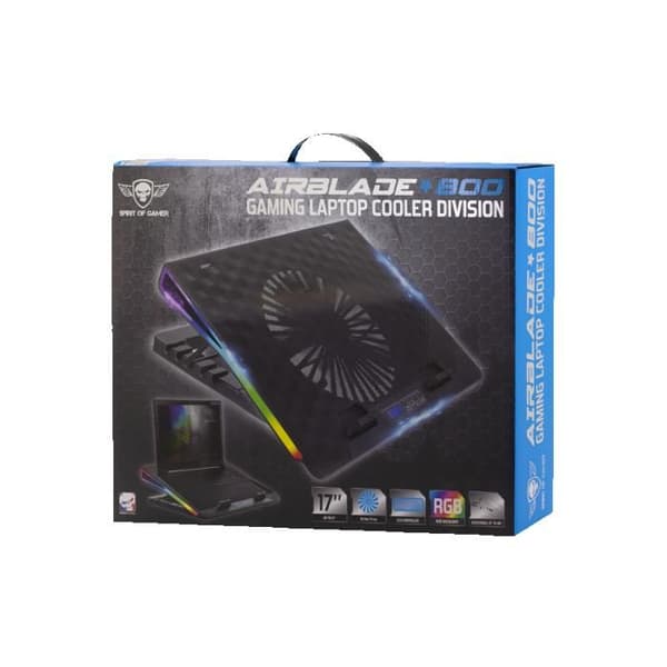 SPIRIT OF GAMER - AIRBLADE 800 LED RGB: Laptopkylare - 18,5 cm fläkt Big Fan Laptops upp till 17,3"
