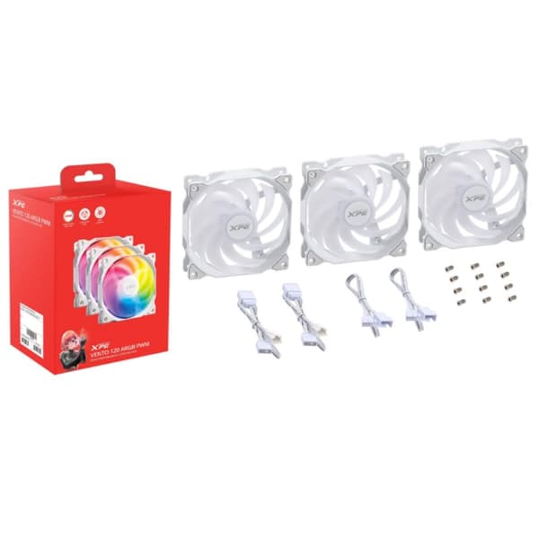 Lådfläkt XPG VENTO 120 ARGB PWM Ø 12 cm (3 antal) Vit