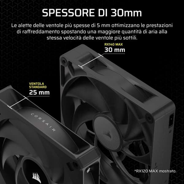 Chassi-fläkt - CORSAIR - iCue Link RX Max - 14 cm - Svart - Tyst kylning
