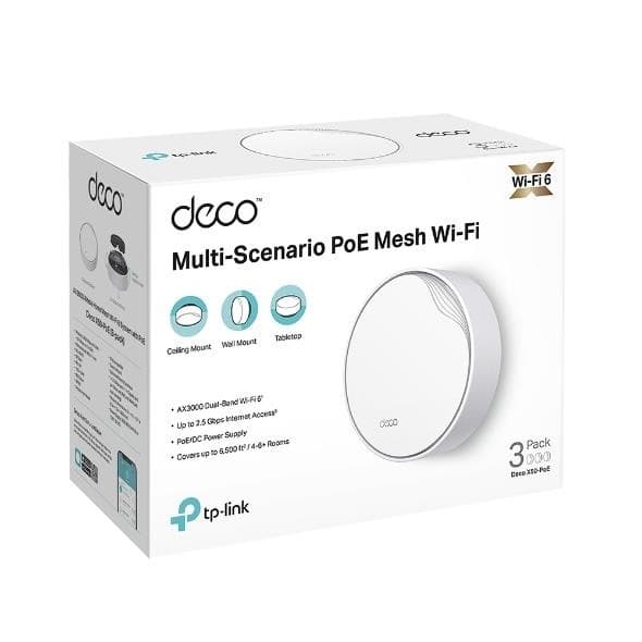 Trådlös router trådlös router (3-pack, 3000 mbps, mesh, wi-fi 6, 1x10/100/1000m, 1x2.5gbe, dhcp, decox50-poe(3-pack)), Tp-link