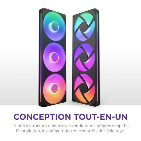 Fläkt - NZXT - F360 RGB Core - 360 mm - 3x 120 mm RGB-fläktar - Tyst hastighetskontroll