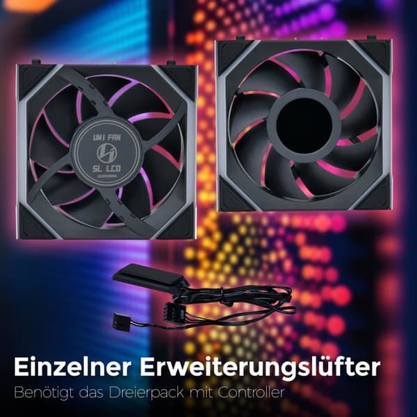 Fläkt - LIANLI - UNI FAN SL LCD ARGB PWM - 120mm - Trådlös - PWM-kontroll