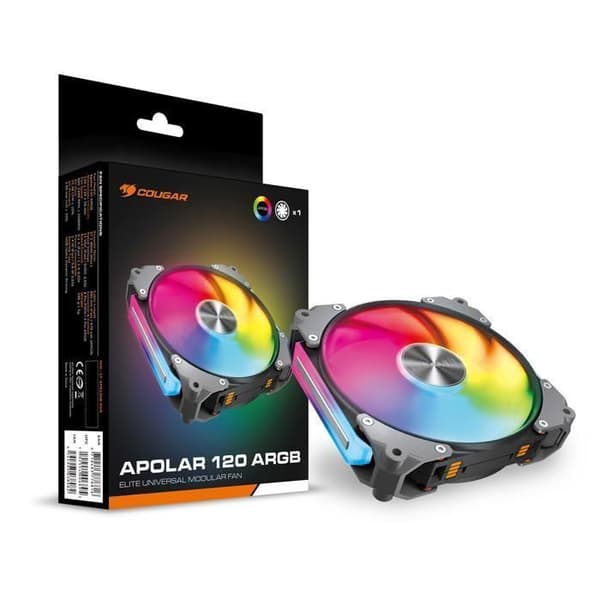 Gamingfläkt - Cougar Gaming - APOLAR120RGB - Svart - Q-Stop - RGB-belysning - 120 mm