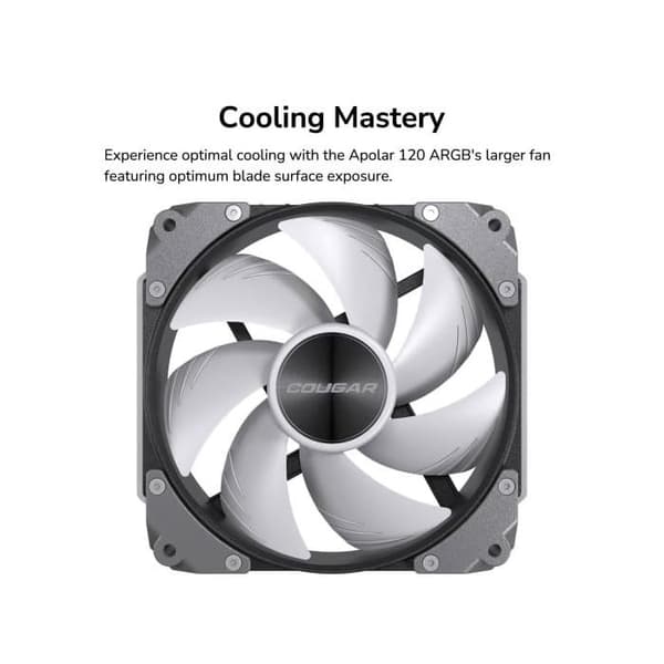 Gamingfläkt - Cougar Gaming - APOLAR120RGB - Svart - Q-Stop - RGB-belysning - 120 mm