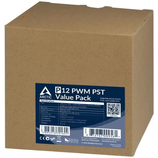 Fodralfläkt - ARCTIC - P12 PWM PST Svart (paket med 5) (ACFAN00137A)