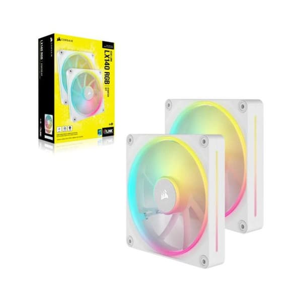 Chassi-fläkt - CORSAIR - iCue Link LX RGB - 14 cm - Set om 2 - Vit