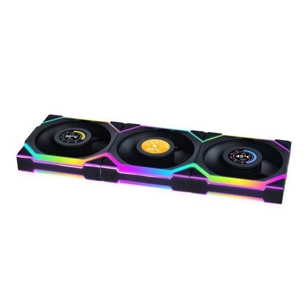 Fläkt - LIANLI - Uni Fan SL 120 LCD Reverse ARGB Trådlös - Svart - 120 mm - 4-pin kontakt