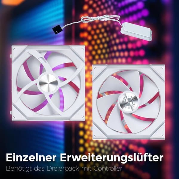 Ventilator - LIANLI - Uni Fan SL 120 LCD Reverse ARGB Wireless - 120 mm - Vit - LCD-skärm