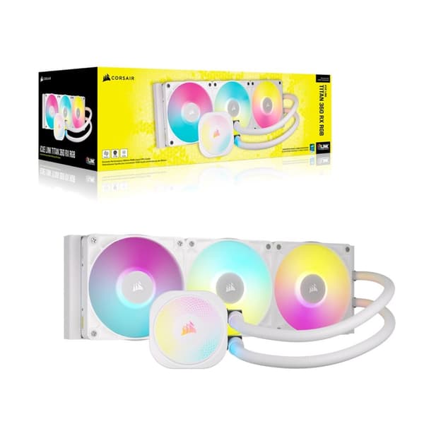 Corsair iCUE LINK TITAN RX RGB Prosessori All-in-one nestejäähdytin 12 cm Valkoinen 1 kpl