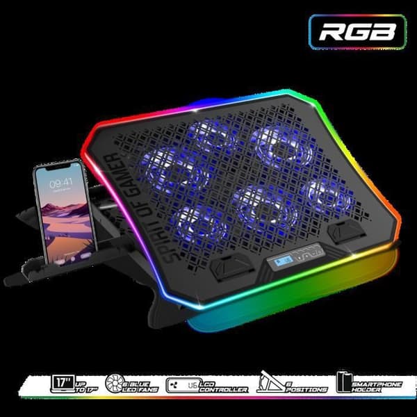 SPIRIT OF GAMER - AIRBLADE 1200 - Ventilerat RGB bärbar stativ - 10'' till 19''