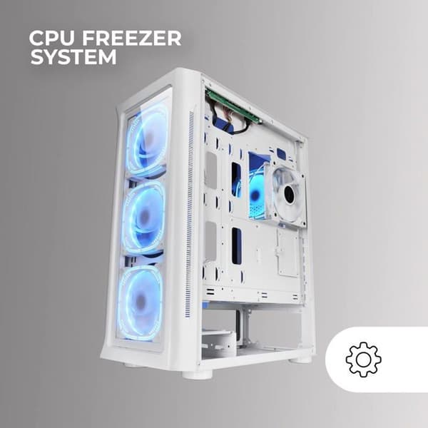 Mars Gaming MC-NEO Vit, XXL E-ATX Gaming Tower, sido- och frontfönster i härdat glas, 4 120 mm ARGB-fläktar +