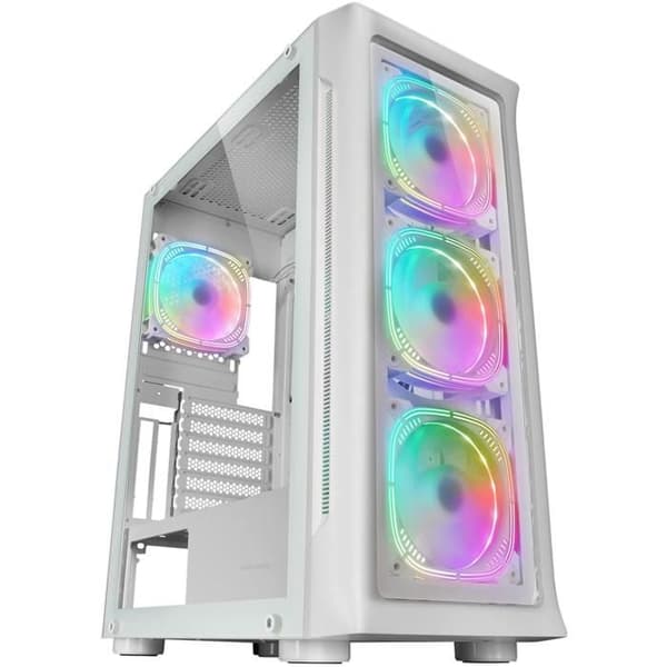 Mars Gaming MC-NEO Vit, XXL E-ATX Gaming Tower, sido- och frontfönster i härdat glas, 4 120 mm ARGB-fläktar +