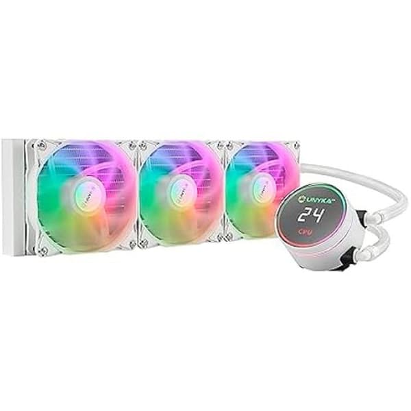 Kylning av CPU - UNYKACH - Aquastorm White - ARGB-belysning - LCD-skärm - Tyst pump Vit