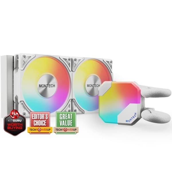 Kit vattenkylning AIO - MONTECH - HyperFlow RGB - 240mm - Vit - Kompatibel med Socket AM4