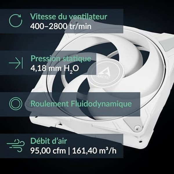 ARCTIC P14 Max - PC-fläkt, högpresterande 140 mm chassifläkt, PWM-reglering 400-2800 rpm, Optimerad för