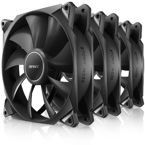 Fläkt - ANTEC - Storm T3 - Paket med 3 - 14cm - Svart - Tyst och Energibesparande Svart