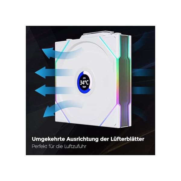 12RTLLCD1W3W Lian-Li UNI FAN TL Ss kabel LCD ARGB+Kontroll. RB-3x120mm-Bl.