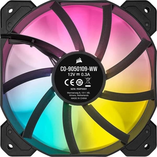 CORSAIR Fläkt SP-serien - SP120 RGB ELITE - 120 mm RGB LED-fläkt med AirGuide - Triple Pack Lighting Node CORE (CO-9050109-WW)
