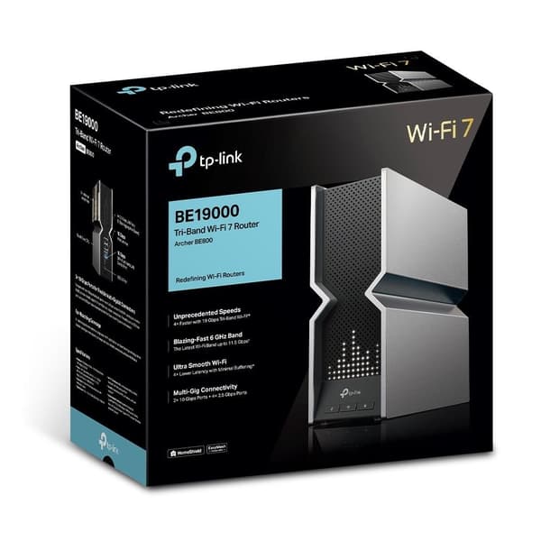 Trådløs router trådløs router (19000 mbps, mesh, wi-fi 7, usb 3.0, 4x2.5gbe, 2x10gbe, lan \ wan porte 2), Tp-link