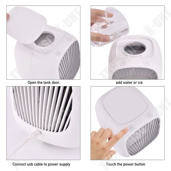 TD® Mini USB Air Cooler Desktop Liten Bärbar Kyl Luftkonditionering Luftfuktning Kallvatten Elektrisk fläkt