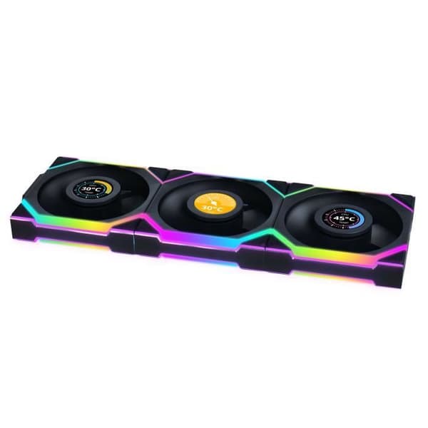 Fläkt - LIANLI - Uni Fan SL 120 LCD ARGB Trådlös - Svart - LCD-skärm - 4-pins kontakt