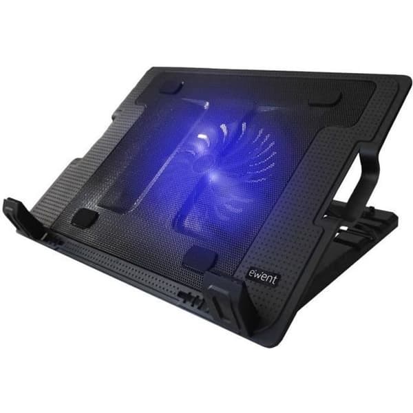 Ewent EW1258 Bärbar kylfläkt med 2-portars 125 mm USB Hub Svart Svart