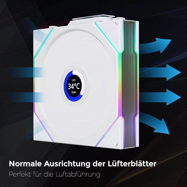 12TLLCD1W3W Lian-Li UNI FAN TL Fritters med LCD ARGB + Kontroller - 3x120mm - Vit