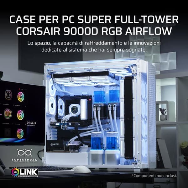 PC-fodral - CORSAIR - 9000D RGB Airflow - Super-Tower - InfiniRail System - Optimerad luftcirkulation
