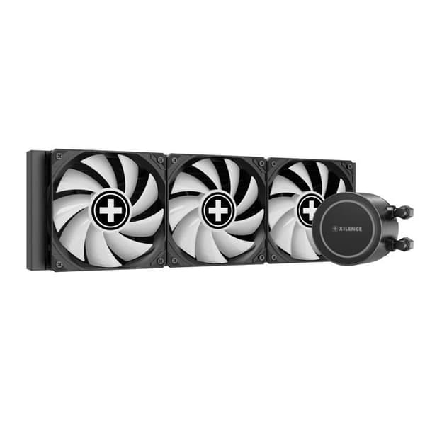 Xilence Wak LiQuRizer LQ.G RGB 360 mm vätskekylare med 3 120 mm ARGB-fläktar, kompatibel med Intel och AMD.