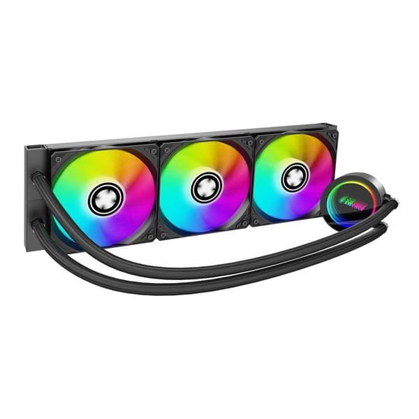 Xilence Wak LiQuRizer LQ.G RGB 360 mm vätskekylare med 3 120 mm ARGB-fläktar, kompatibel med Intel och AMD.