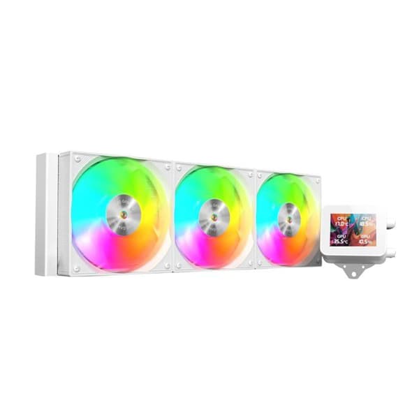 Mars Gaming ML-TWO240, AIO waterkoeling 450W TDP, 2x ARGB Infinity Mirror 12cm FDB ventilatoren, kern van koper en aluminium, Opti-Chamber pomp van de